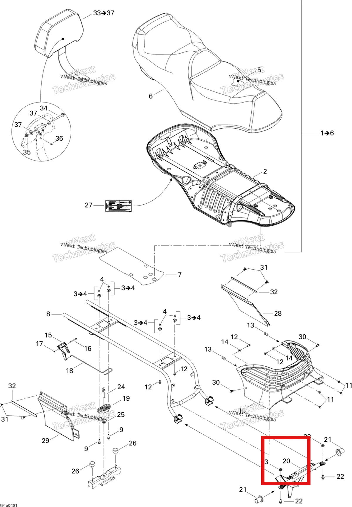 Деталь 708000177 на схеме узла 2004 Can-Am Traxter Max Std & Max XT Seat