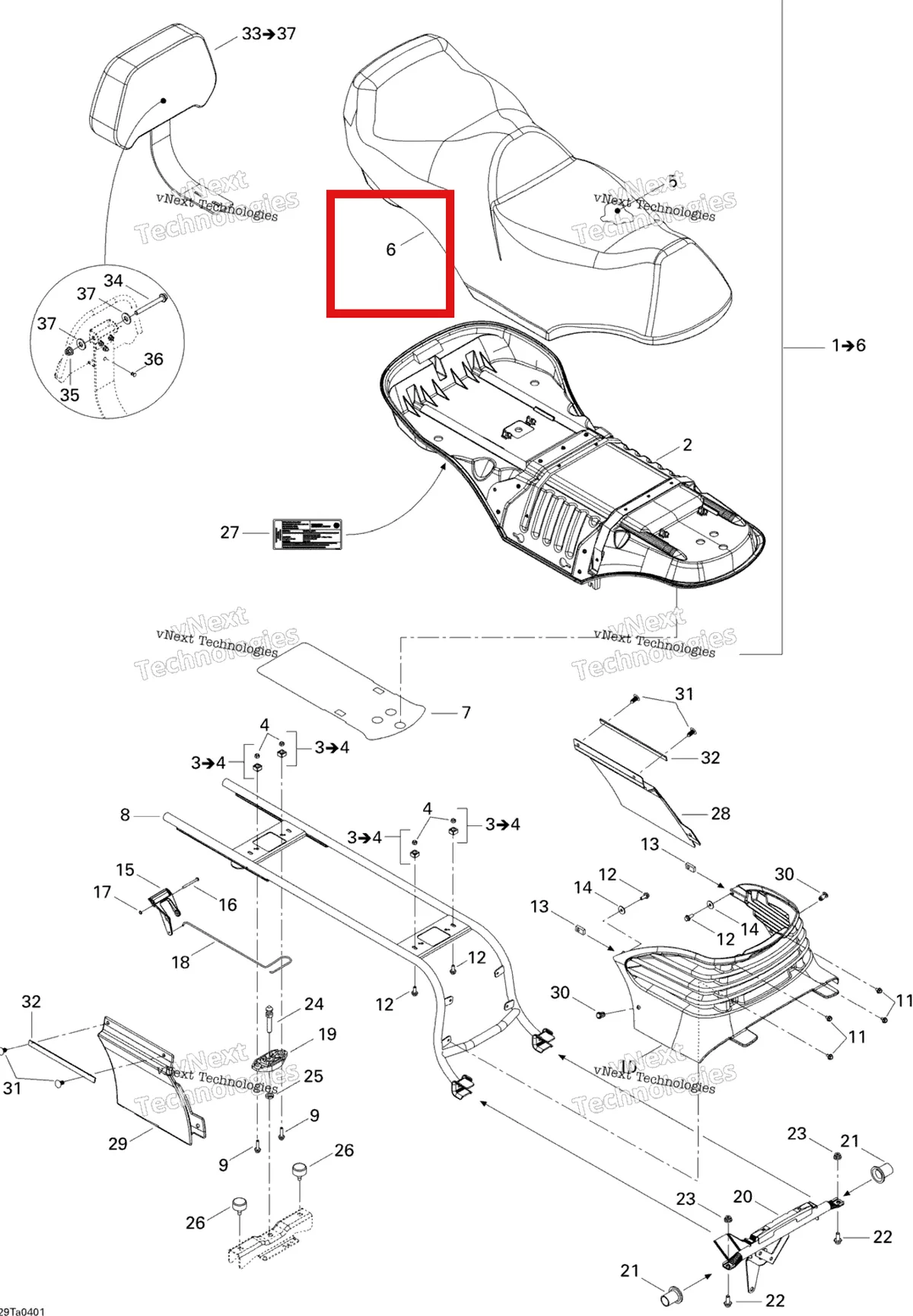 Деталь 708000243 на схеме узла 2004 Can-Am Traxter Max Std & Max XT Seat