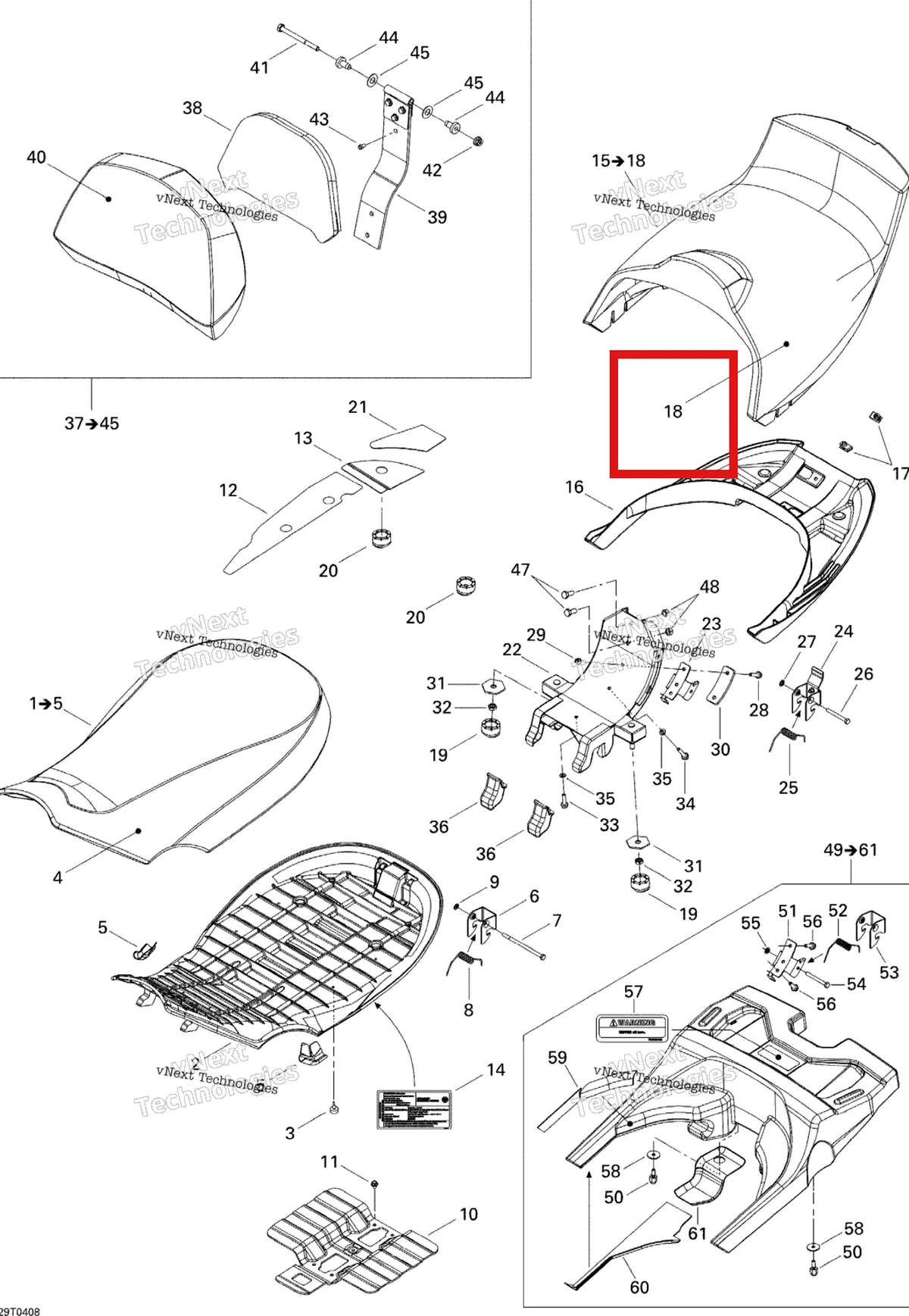 Деталь 708000267 на схеме узла 2004 Can-Am Outlander MAX 400 Seat
