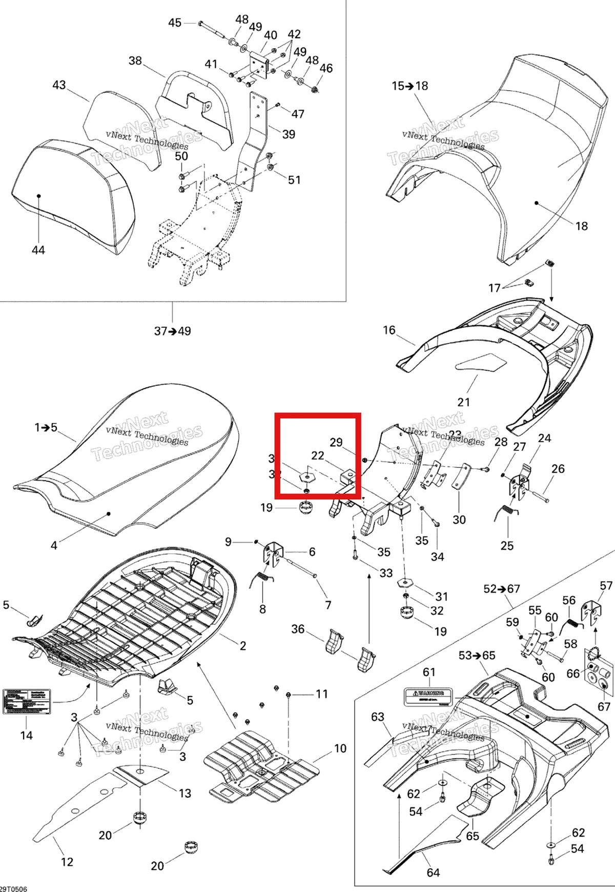 Деталь 708000305 на схеме узла 2005 Can-Am Outlander MAX 400 Seat