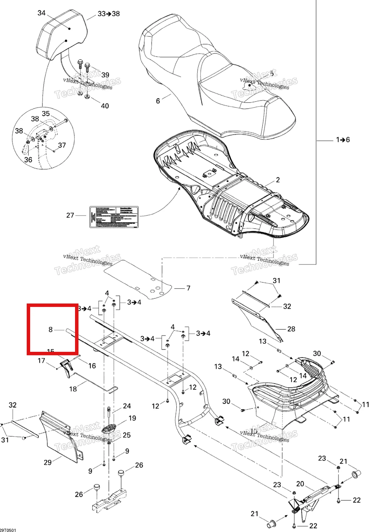 Деталь 708000345 на схеме узла 2005 Can-Am Traxter Max Std & Max XT Seat