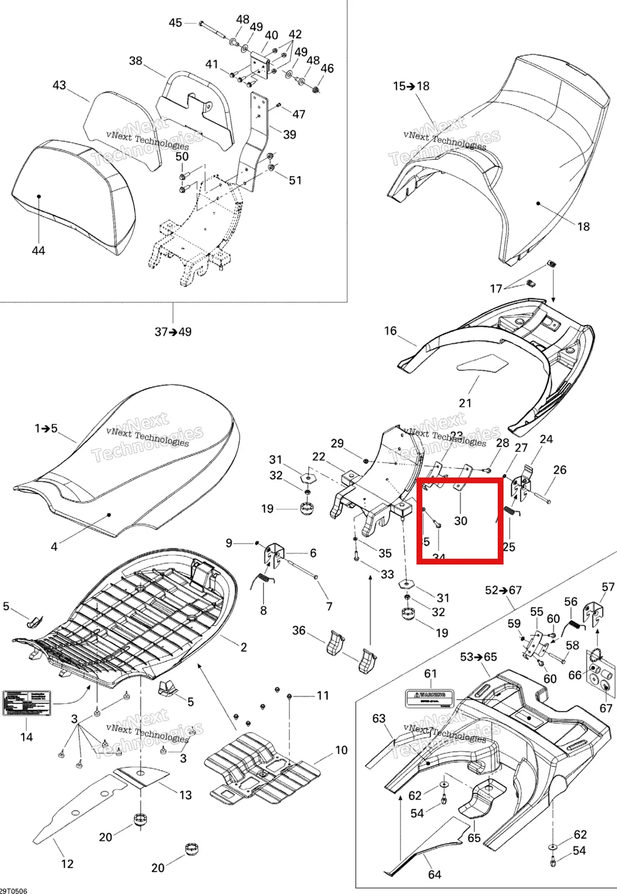 Деталь 708000351 на схеме узла 2005 Can-Am Outlander MAX 400 Seat