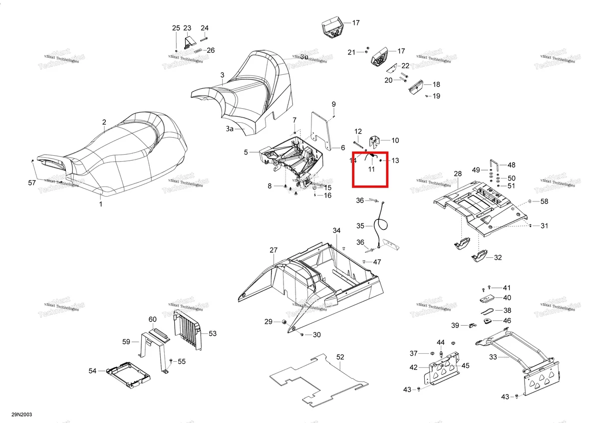 Деталь 708000369 (Пружина) на схеме узла 2020 Ski-Doo SKANDIC WT 550F Seat - Main Section