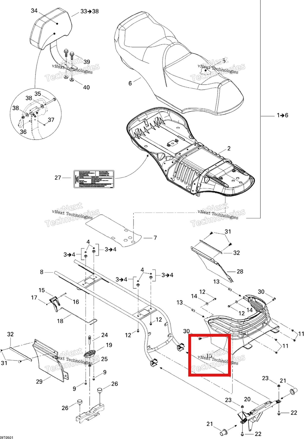 Деталь 708000388 на схеме узла 2005 Can-Am Traxter Max Std & Max XT Seat