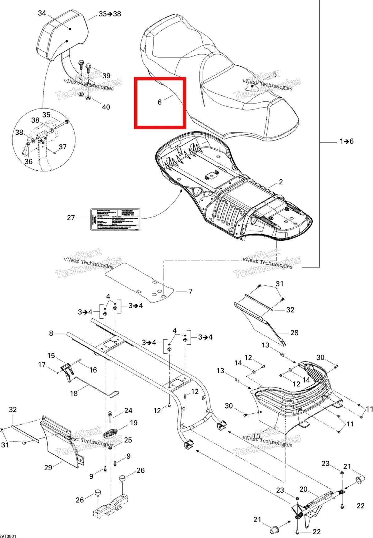 Деталь 708000396 на схеме узла 2005 Can-Am Traxter Max Std & Max XT Seat