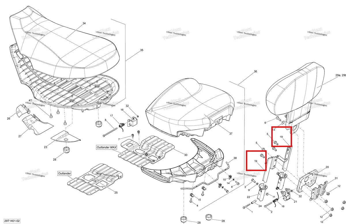 Деталь 708000443 на схеме узла 2014 Can-Am OUTLANDER MAX 400 EFI, STD, XT Seat