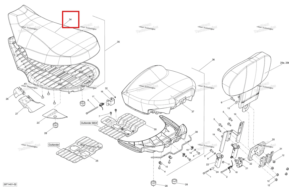 Деталь 708000556 на схеме узла 2014 Can-Am OUTLANDER 400 EFI, STD, XT Seat