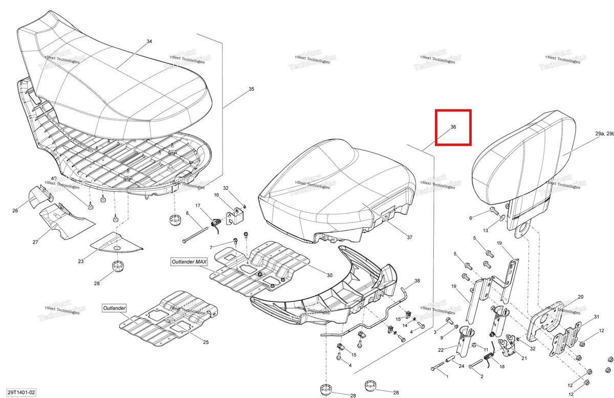 Деталь 708000805 на схеме узла 2014 Can-Am OUTLANDER MAX 400 EFI, STD, XT Seat