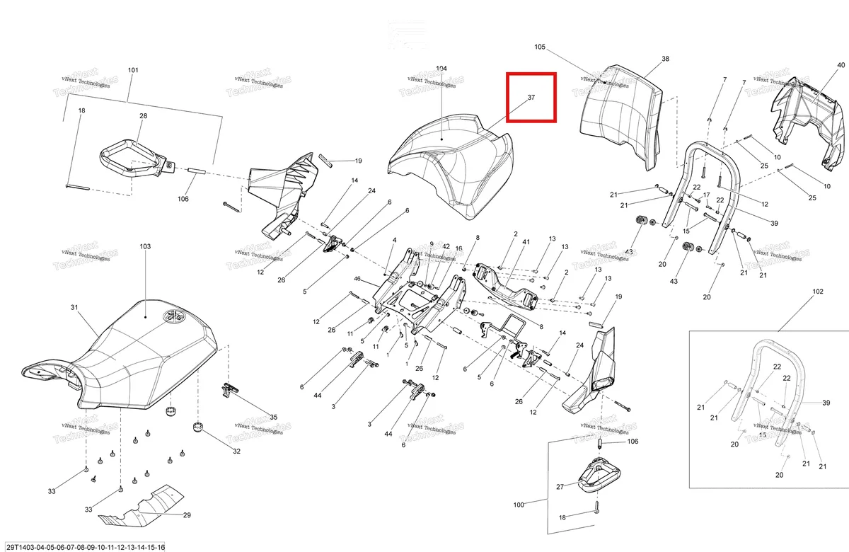 Деталь 708000980 на схеме узла 2014 Can-Am OUTLANDER MAX 1000EFI, DPS, XT & XT-P Seat