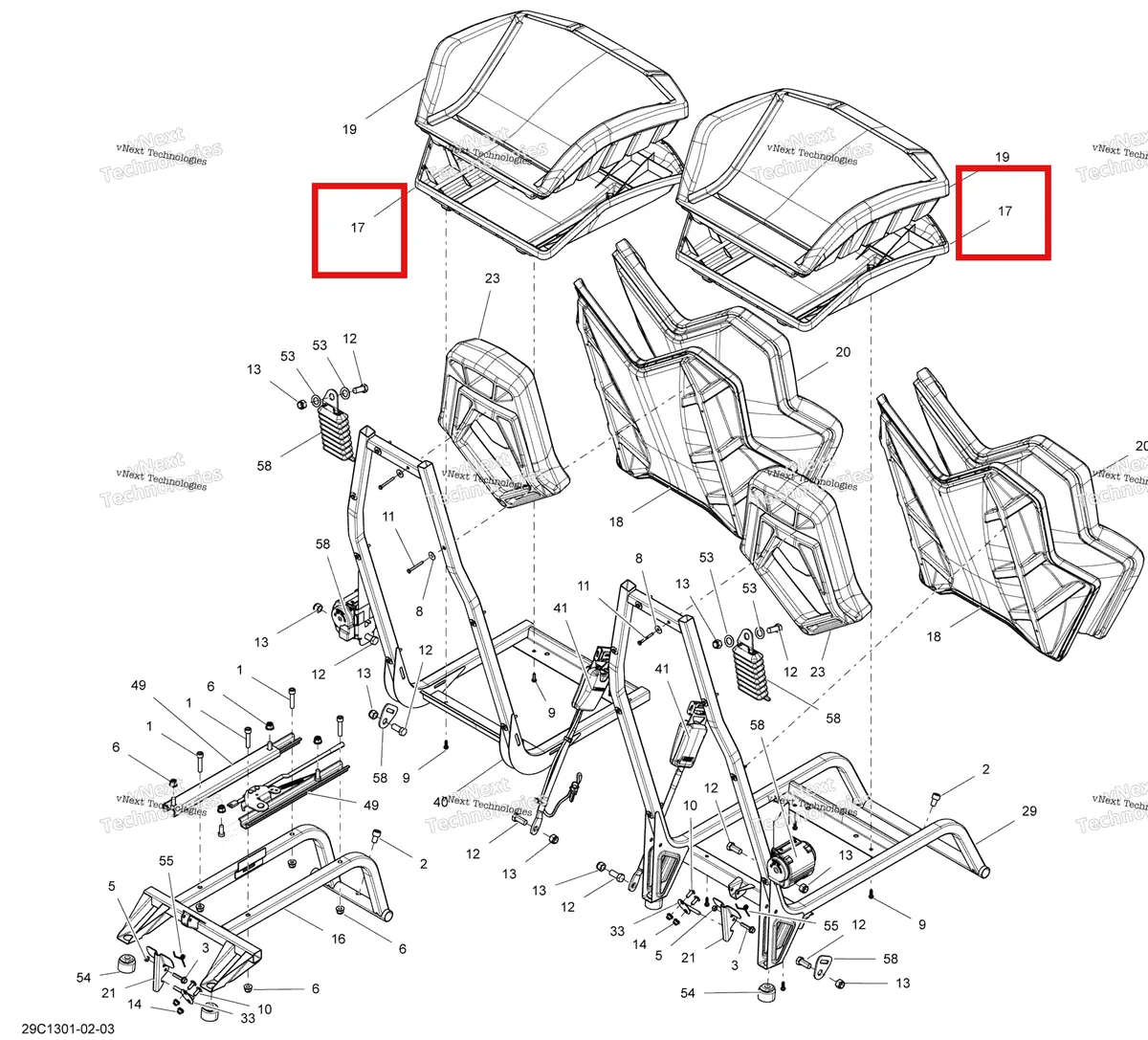 Деталь 708001083 на схеме узла 2013 Can-Am COMMANDER STD, DPS, XT, X 1000 EFI Seat