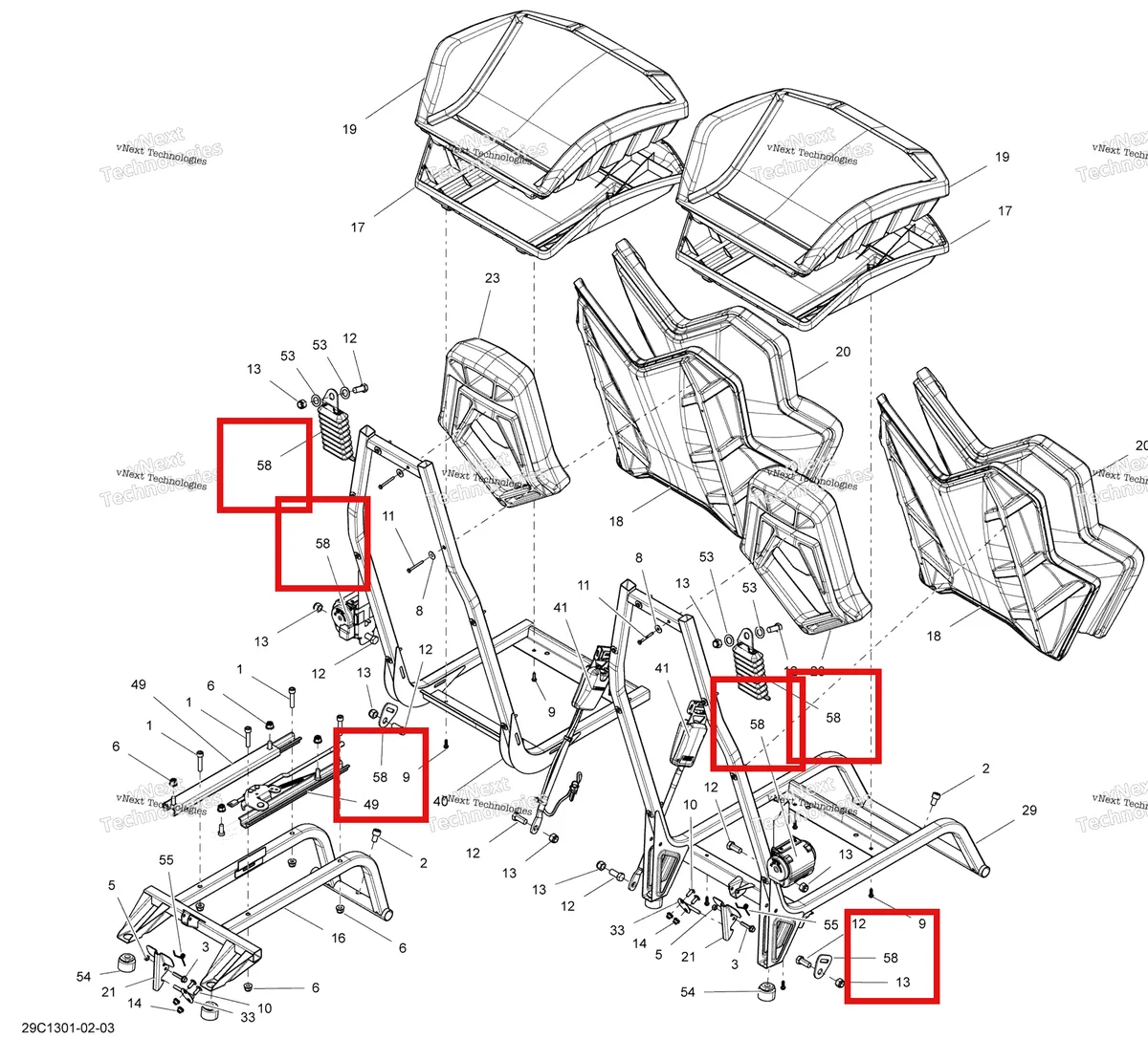 Деталь 708001108 на схеме узла 2013 Can-Am COMMANDER STD, DPS, XT, 800R EFI Seat