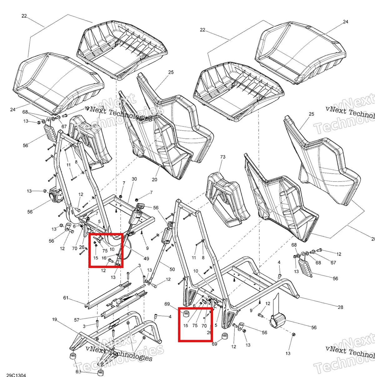 Деталь 708001238 на схеме узла 2013 Can-Am Maverick 1000, STD, XRS Seat