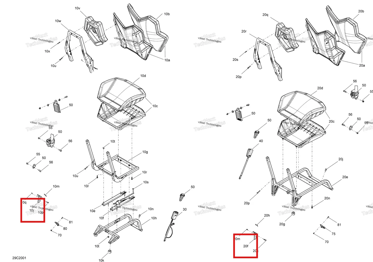 Деталь 708001355 на схеме узла 2020 Can-Am Commander 800R EFI Seat