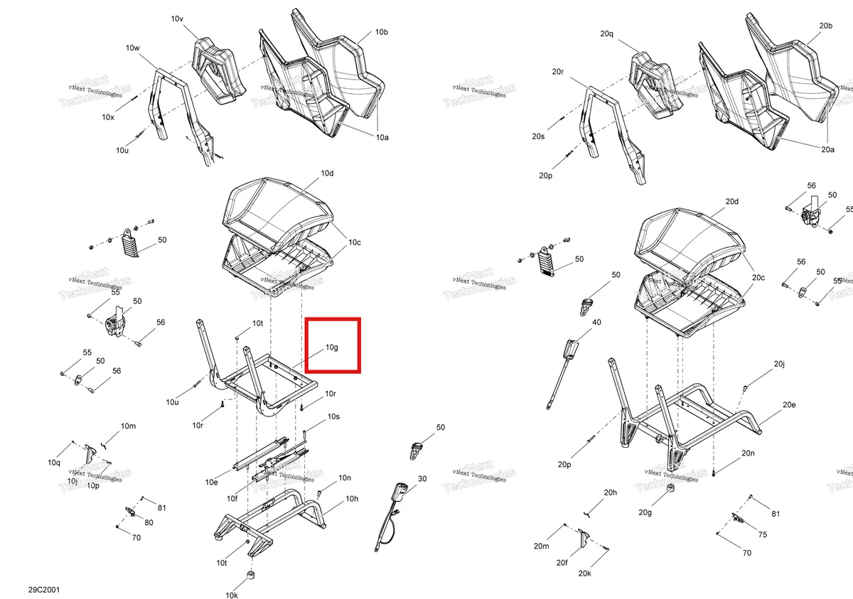 Деталь 708001356 на схеме узла 2020 Can-Am Commander 800R EFI Seat