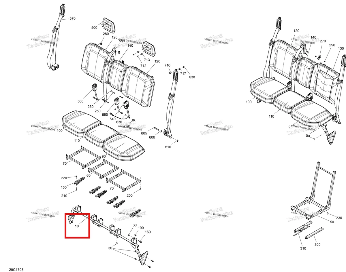 Деталь 708001688 на схеме узла 2017 Can-Am Traxter HD8, HD10 Seat - All Models