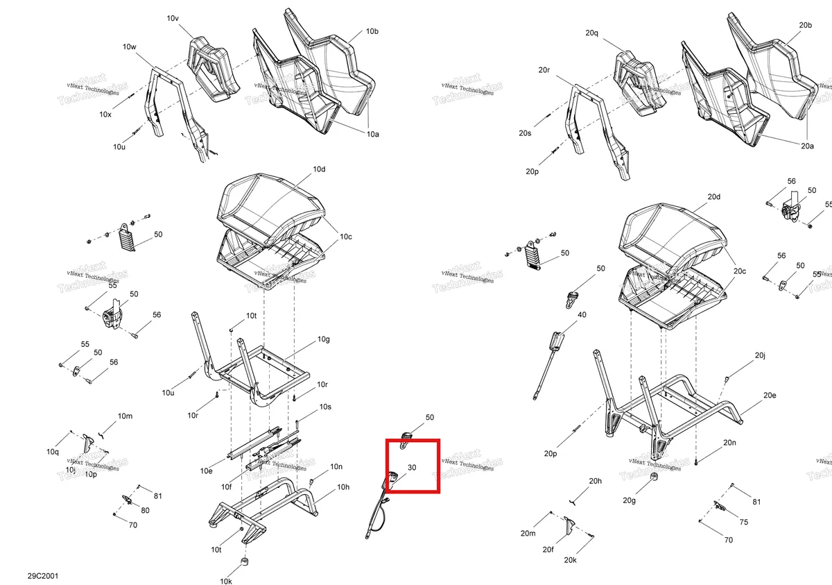 Деталь 708002061 на схеме узла 2020 Can-Am Commander 800R EFI Seat