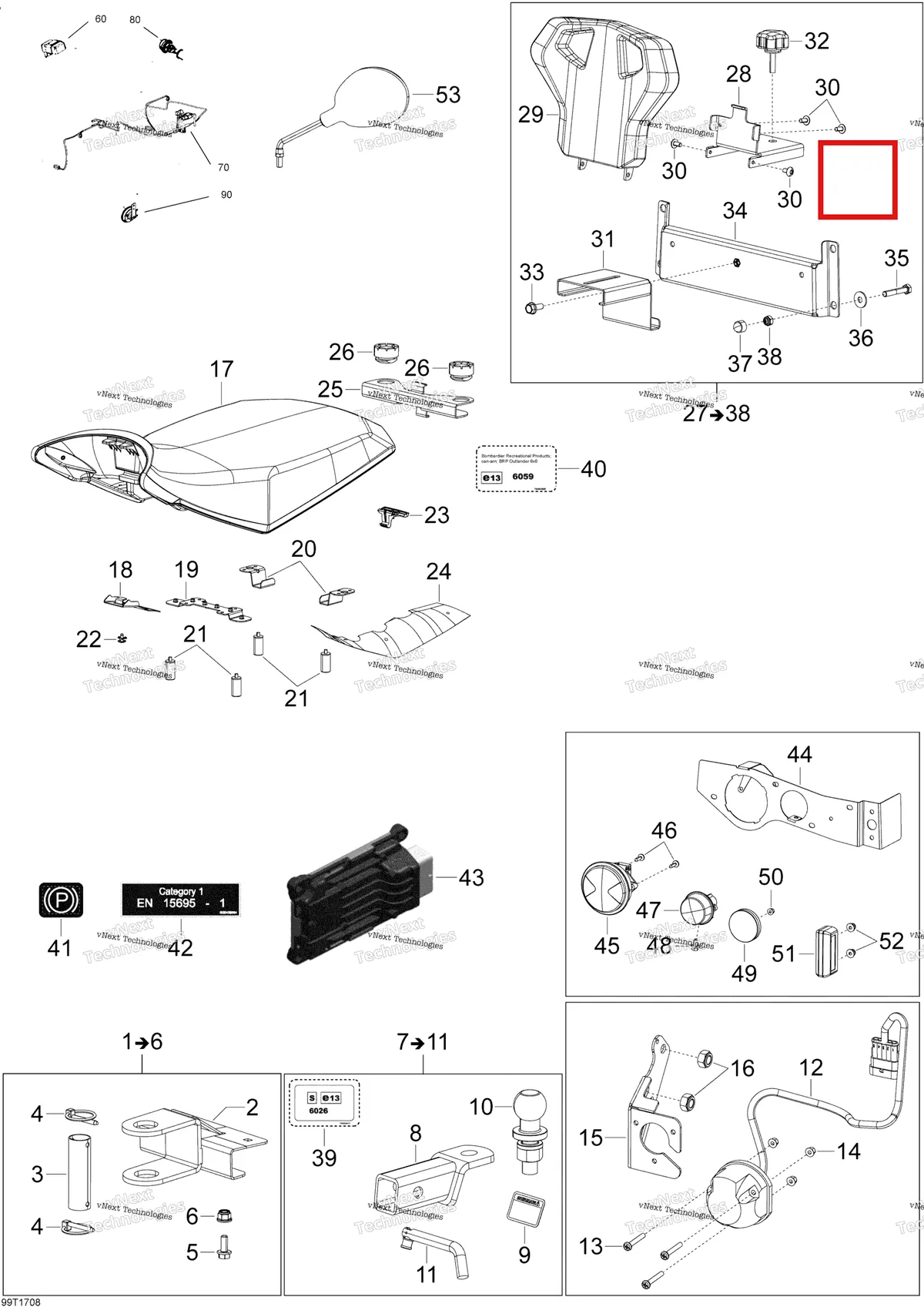 Деталь 708002168 на схеме узла 2018 Can-Am OUTLANDER 6X6 - 650 EFI T3 Parts