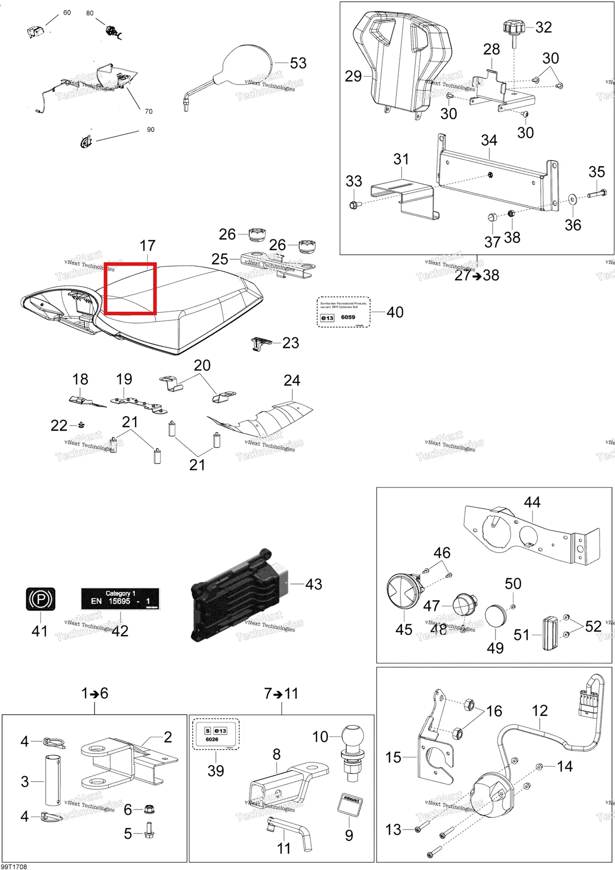 Деталь 708002208 на схеме узла 2018 Can-Am OUTLANDER 6X6 - 650 EFI T3 Parts