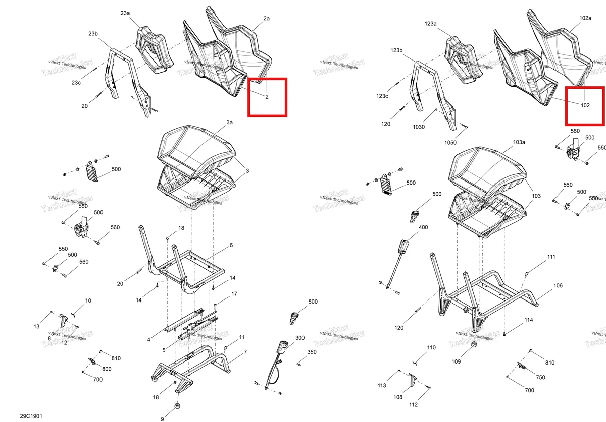 Деталь 708002246 на схеме узла 2019 Can-Am Commander 800R EFI Seat