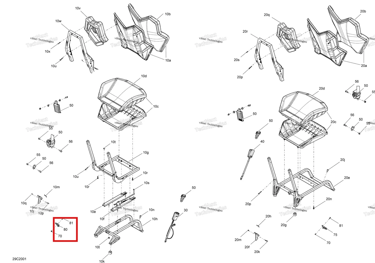 Деталь 708002302 на схеме узла 2020 Can-Am Commander 800R EFI Seat