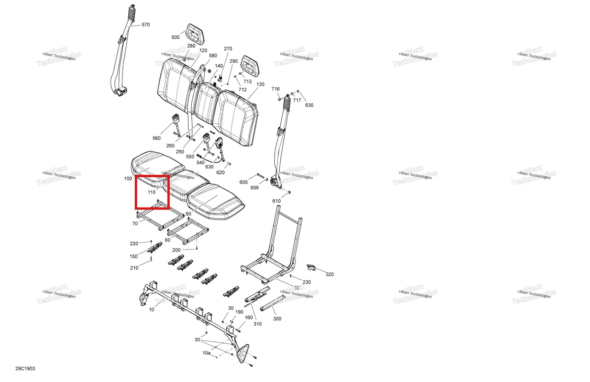 Деталь 708002598 на схеме узла 2019 Can-Am Defender HD5 Seat