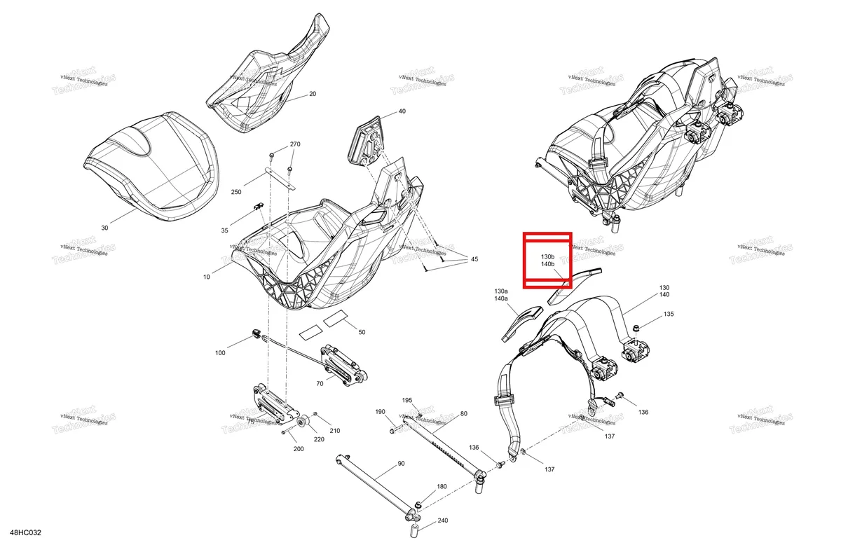 Деталь 708002825 на схеме узла 2023 Can-Am Maverick Turbo RR - XRC Body - Seat - 72 Inches Width Model