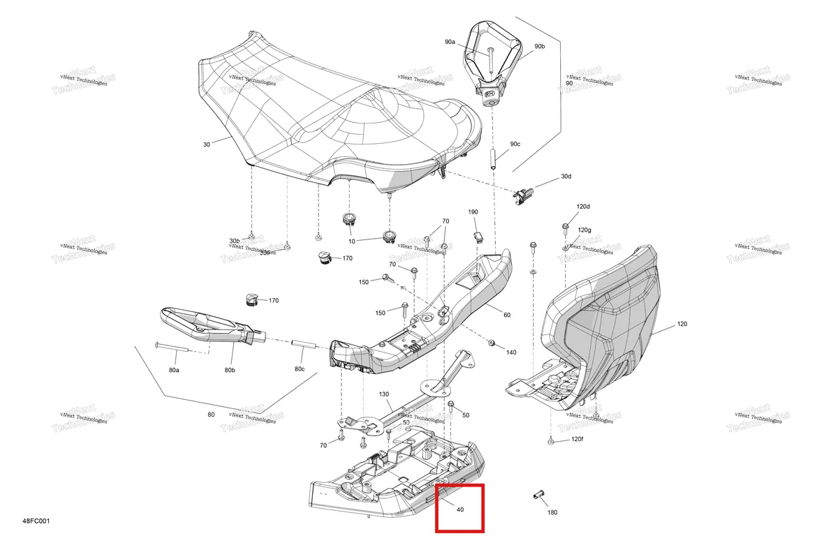 Деталь 708003119 на схеме узла 2023 Can-Am Outlander MAX XT 700 Body - Seat