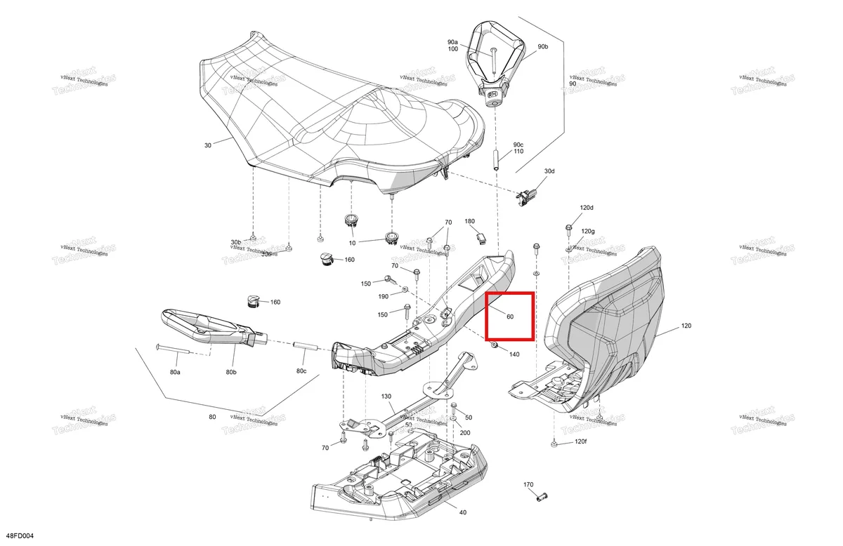 Деталь 708003168 на схеме узла 2024 Can-Am Outlander Max 700 4X4 - 1WRE - DPS Package - Legion Red Body - Seat