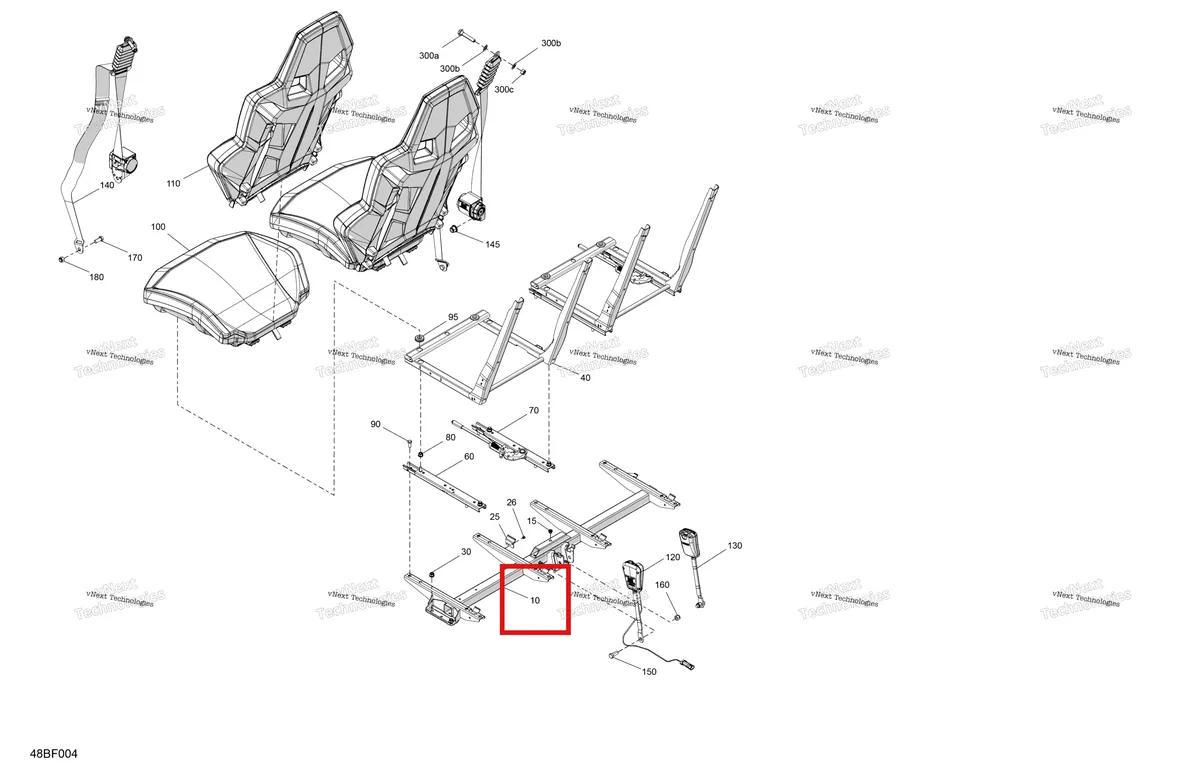 Деталь 708003469 (Сиденье Member Can-Am Commander 1000R EFI XT (2026) (708003469)) на схеме узла 2026 Can-Am Maverick Trail - 1000 EFI - DPS - 7FTB - Timeless Black Metallic - 50