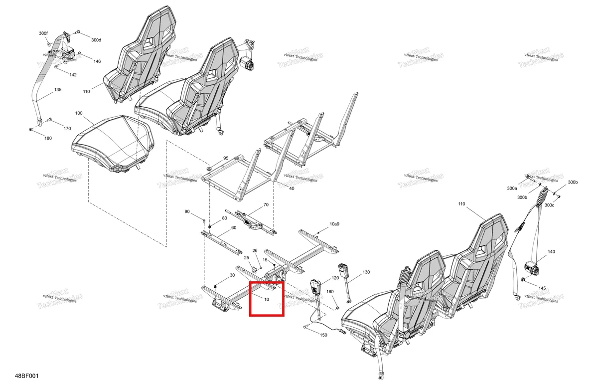 Деталь 708003472 (Сиденье Member включает 10 to 10 a Can-Am Commander MAX 1000R EFI XT (2024) (708003472)) на схеме узла 2026 Can-Am Maverick Sport MAX - 1000R EFI - DPS - 9JTB - Timeless Black Metallic - 60