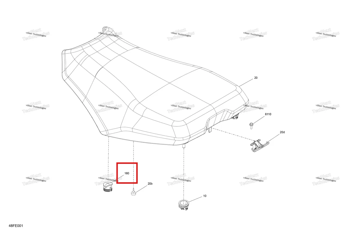 Деталь 708003592 (Крышка Can-Am Outlander 4x4 XT 1000R (2025) (708003592)) на схеме узла 2025 Can-Am OUTLANDER - 4X4 - XT - 700 - 1GSA - Platinum Silver Satin Body - Seat
