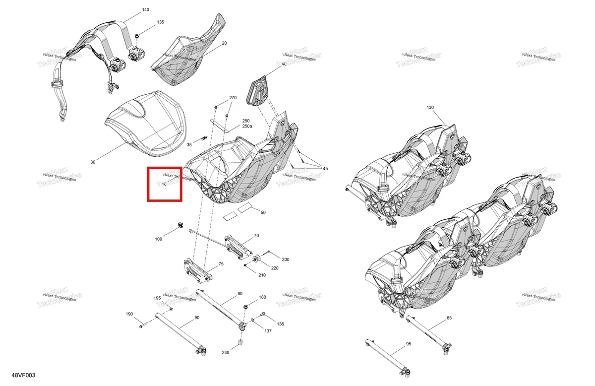 Деталь 708003645 (Legion красный сиденье основание Can-Am Maverick MAX Turbo RR XRS Smart Shock (2024) (708003645)) на схеме узла 2026 Can-Am Maverick R Max - 996NT2 - XRS SAS - 7DTR - Dusty Navy Satin - 77