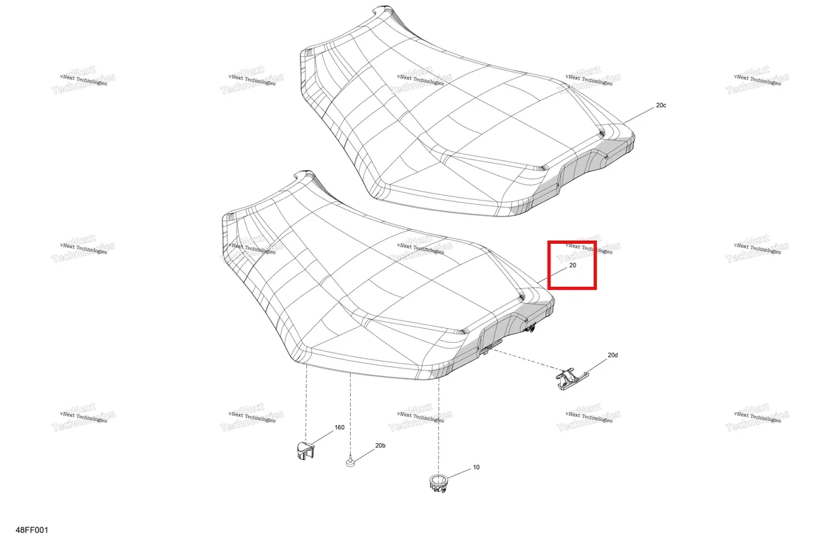 Деталь 708003658 (Водителя сиденье включает 20 to 20 d Can-Am Outlander 4x4 XT 1000R (2025) (708003658)) на схеме узла 2026 Can-Am OUTLANDER - 4X4 - XT - 700 - 1GTB - CALI - Scandi Blue Body - Seat