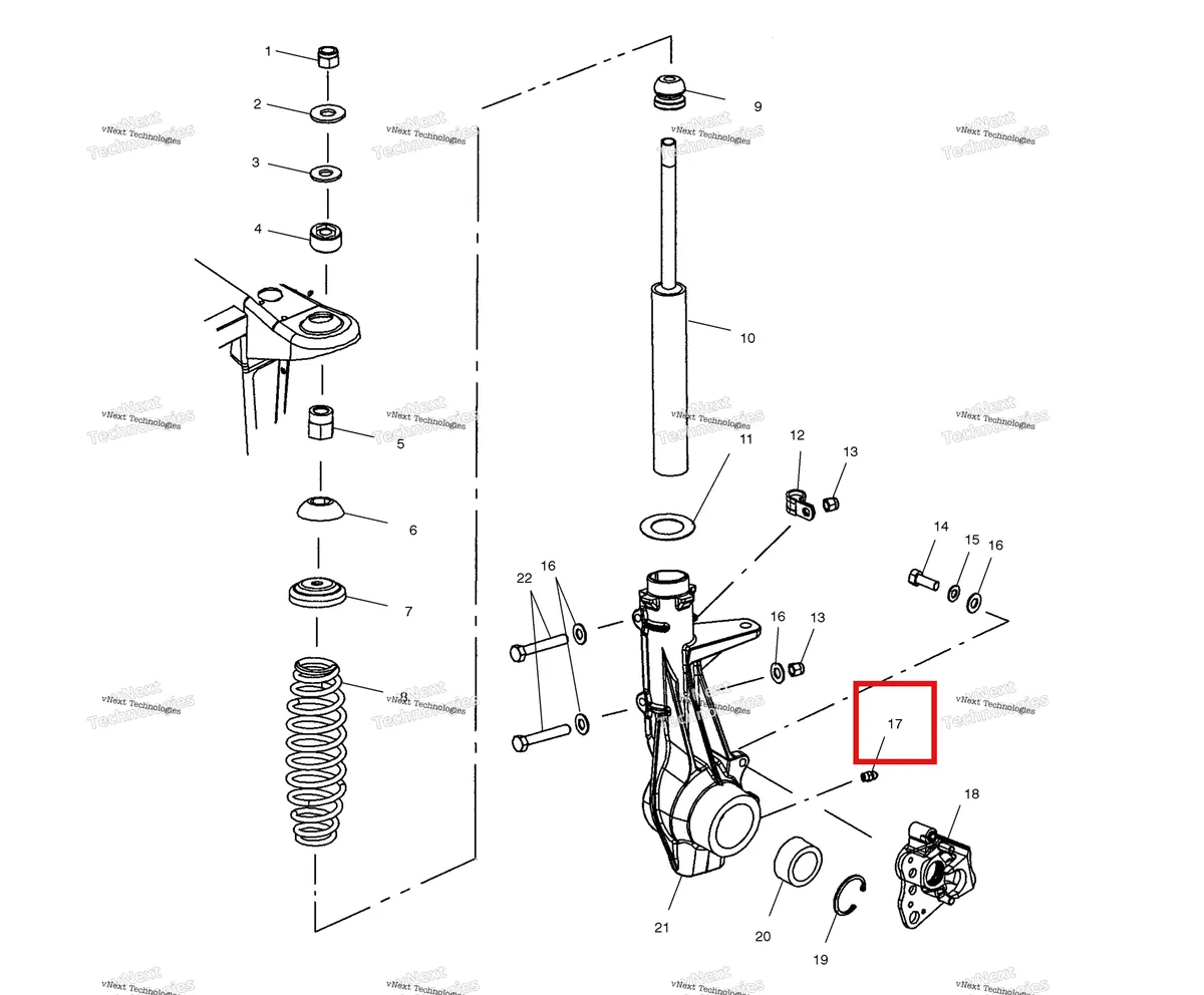 Деталь 7080306 (Фитинг LUBE W / шариковый CK 10 Polaris Widetrak LX (2006) (7080306)) на схеме узла Front Strut