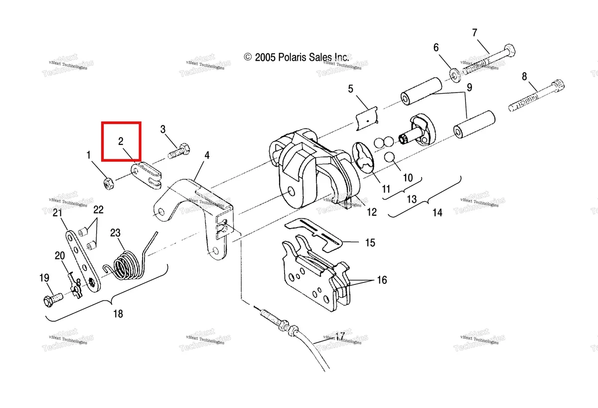 Деталь 7080316 (Штифт CLEVIS Polaris Widetrak LX (2006) (7080316)) на схеме узла Brake