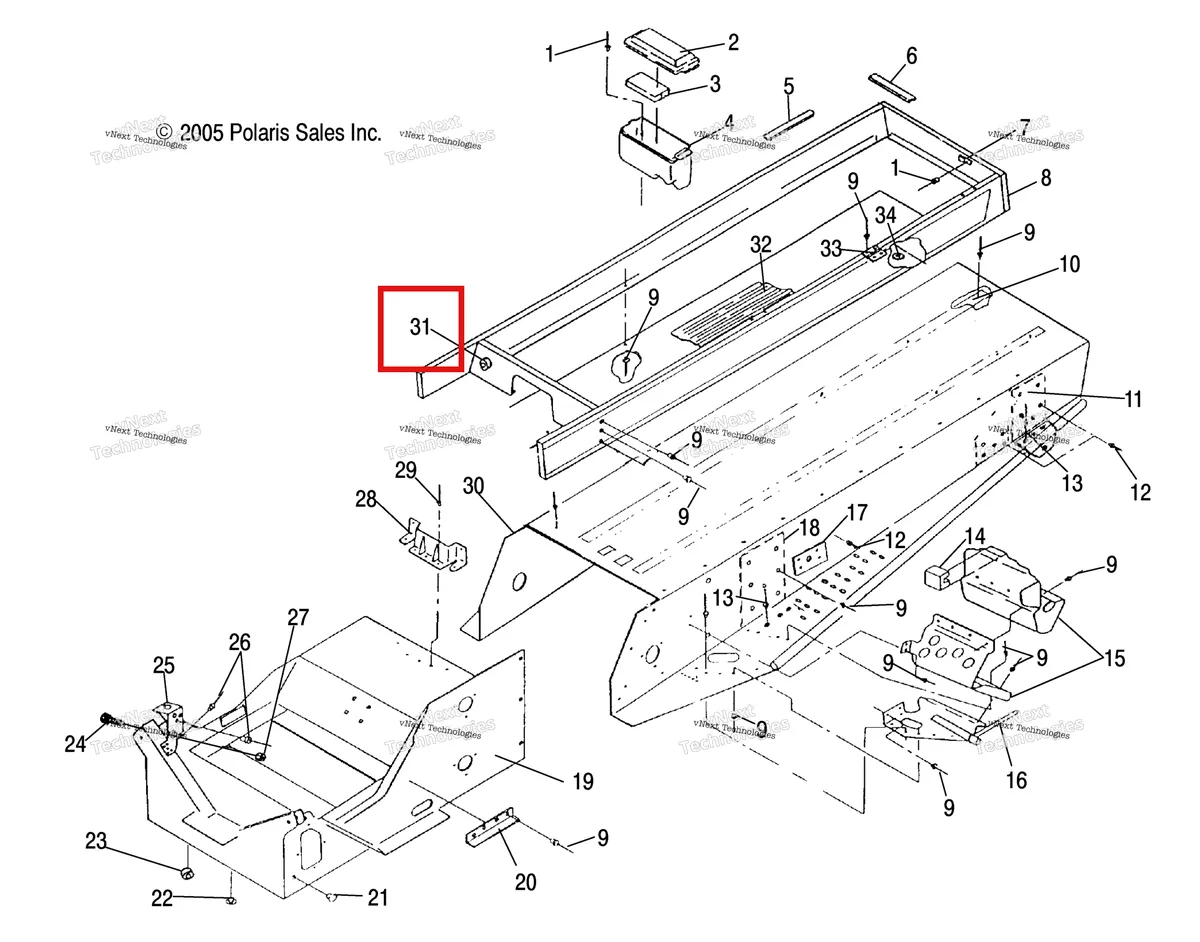 Деталь 7080392 (Втулка открытый / CLOSE Polaris Widetrak LX (2006) (7080392)) на схеме узла Tunnel