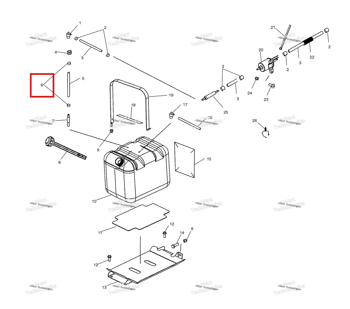 Деталь 7080402 (Компрессионный кольцо Polaris Widetrak LX (2006) (7080402)) на схеме узла Fuel System