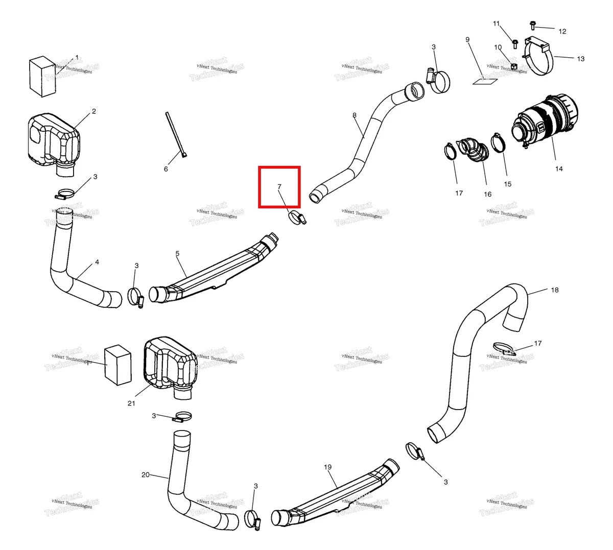 Деталь 7080560 на схеме узла Engine & Clutch Air Intake