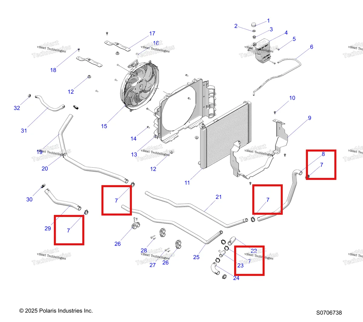 Деталь 7080844 (SPRINGBAND хомут 35/12 Polaris 800 AXYS Pro RMK LE 155 (2017) (7080844)) на схеме узла Engine, Cooling System