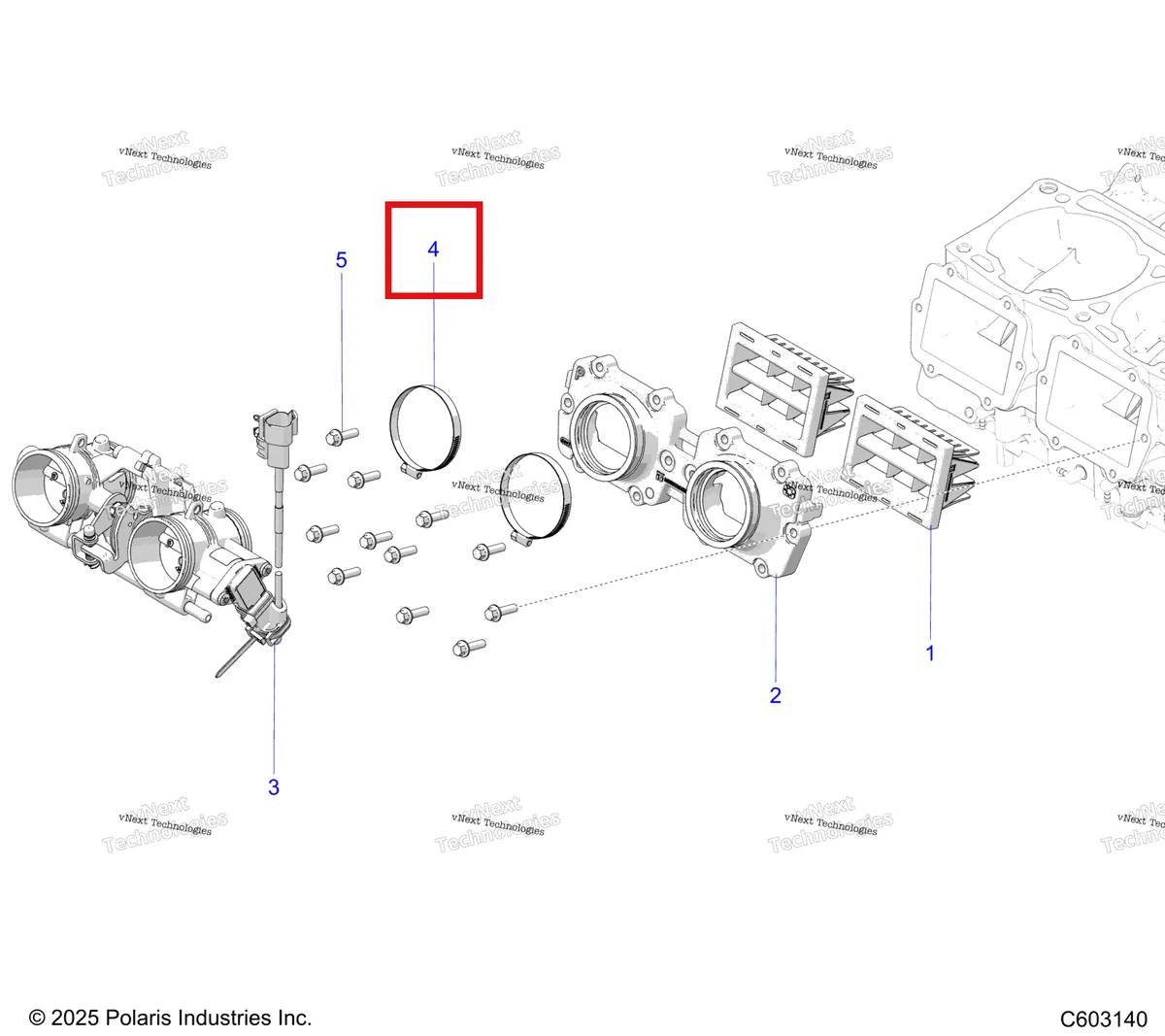 Деталь 7080909 на схеме узла Engine, Reed Valve & Throttle Body