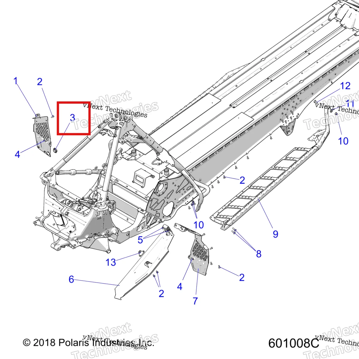 Деталь 7080936 на схеме узла 2022 Polaris 850 RMK PRO 155 2.75