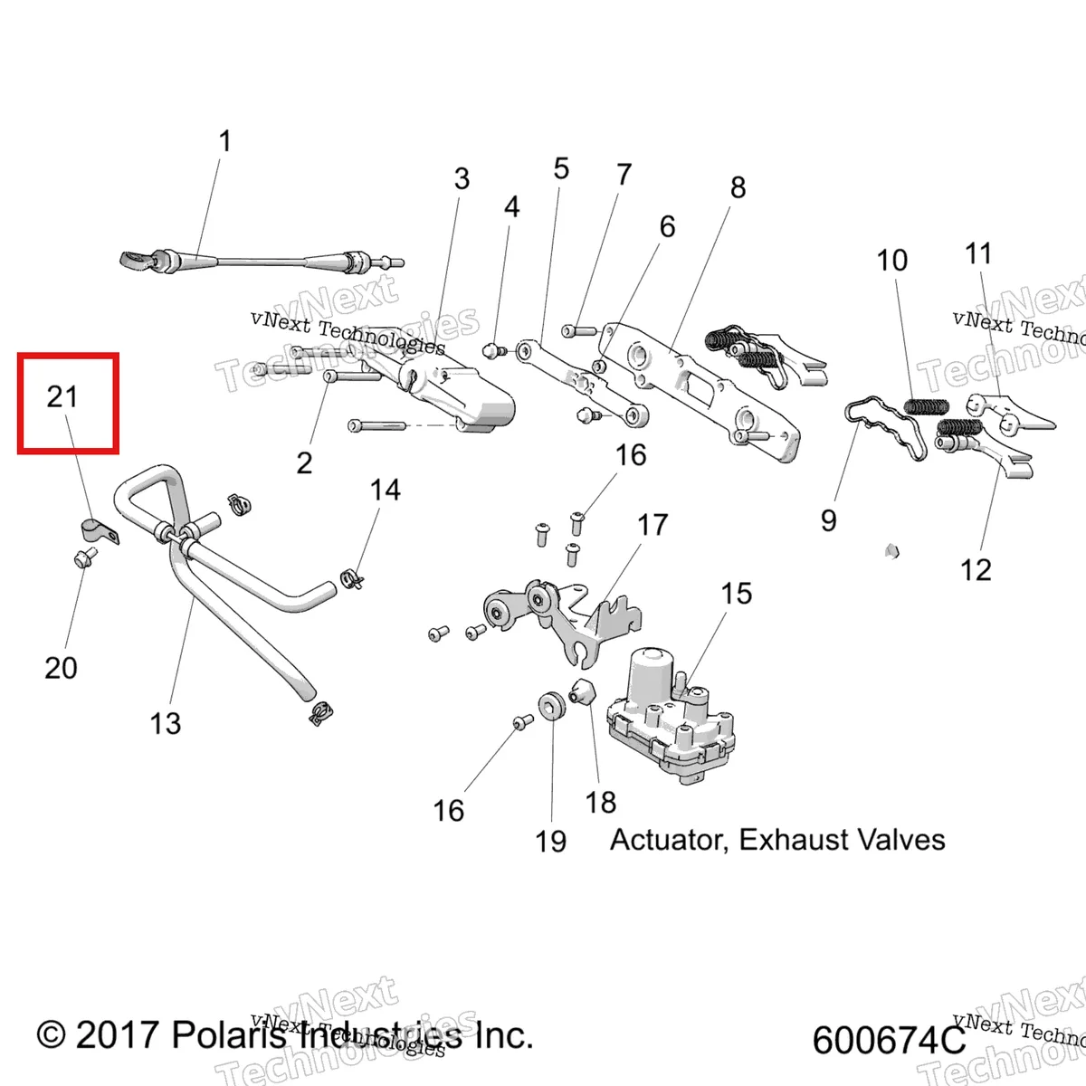 Деталь 7080998 (Хомут VINYL COATED Polaris 800 AXYS Pro RMK LE 155 (2017) (7080998)) на схеме узла Engine, Exhaust Valve Asm