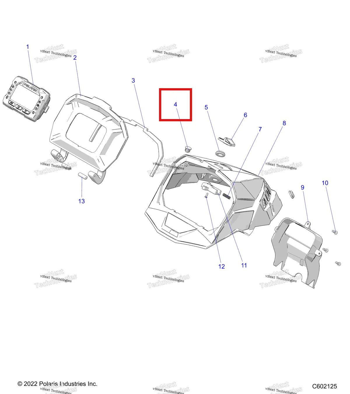Деталь 7081057 на схеме узла Body, Hood Cap