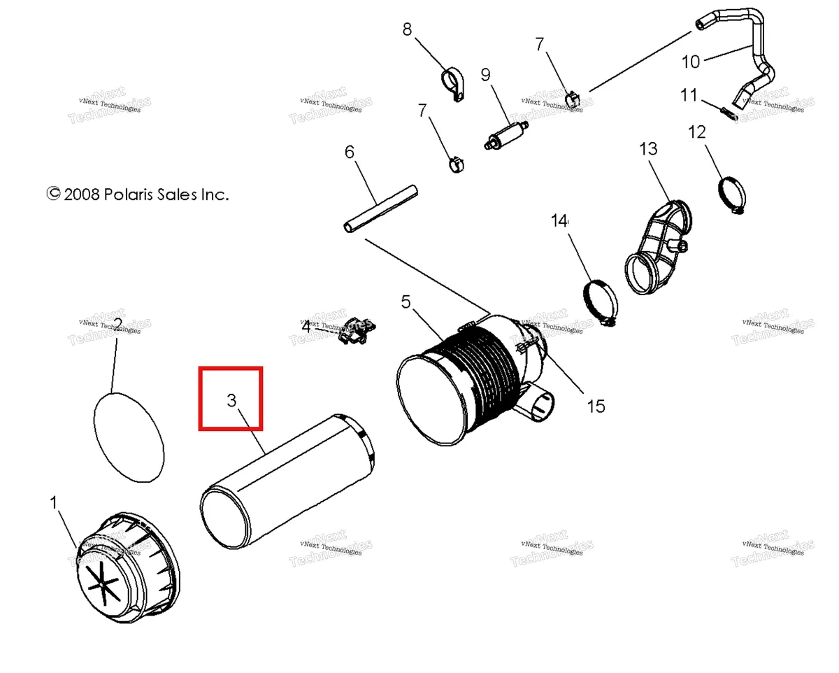Деталь 7081308 на схеме узла Engine, Air Intake System