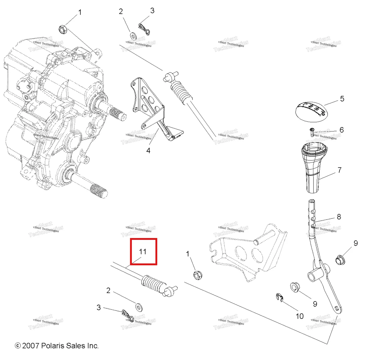 Деталь 7081342 на схеме узла Drive Train, Gear Selector
