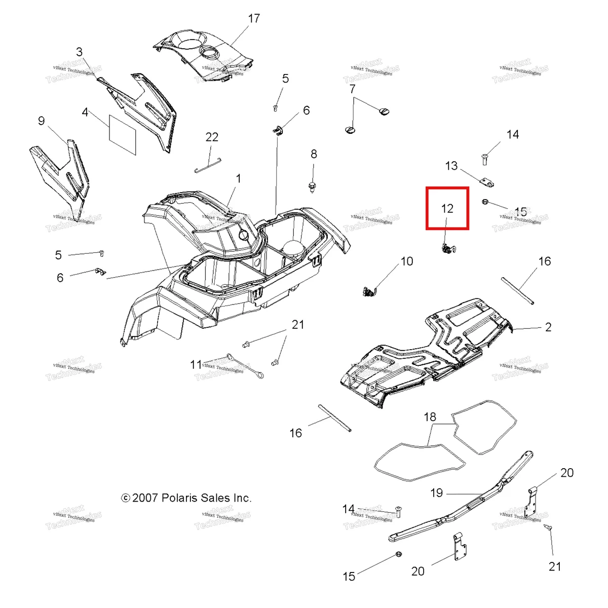Деталь 7081421 на схеме узла Body, Front Cab & Front Box Cover