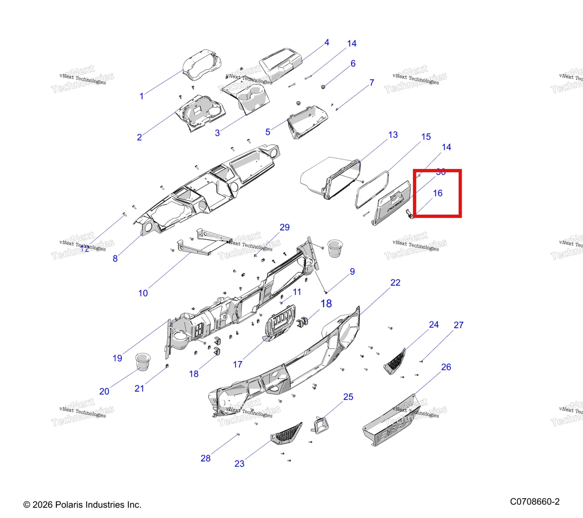 Деталь 7081425 на схеме узла Body, Dash