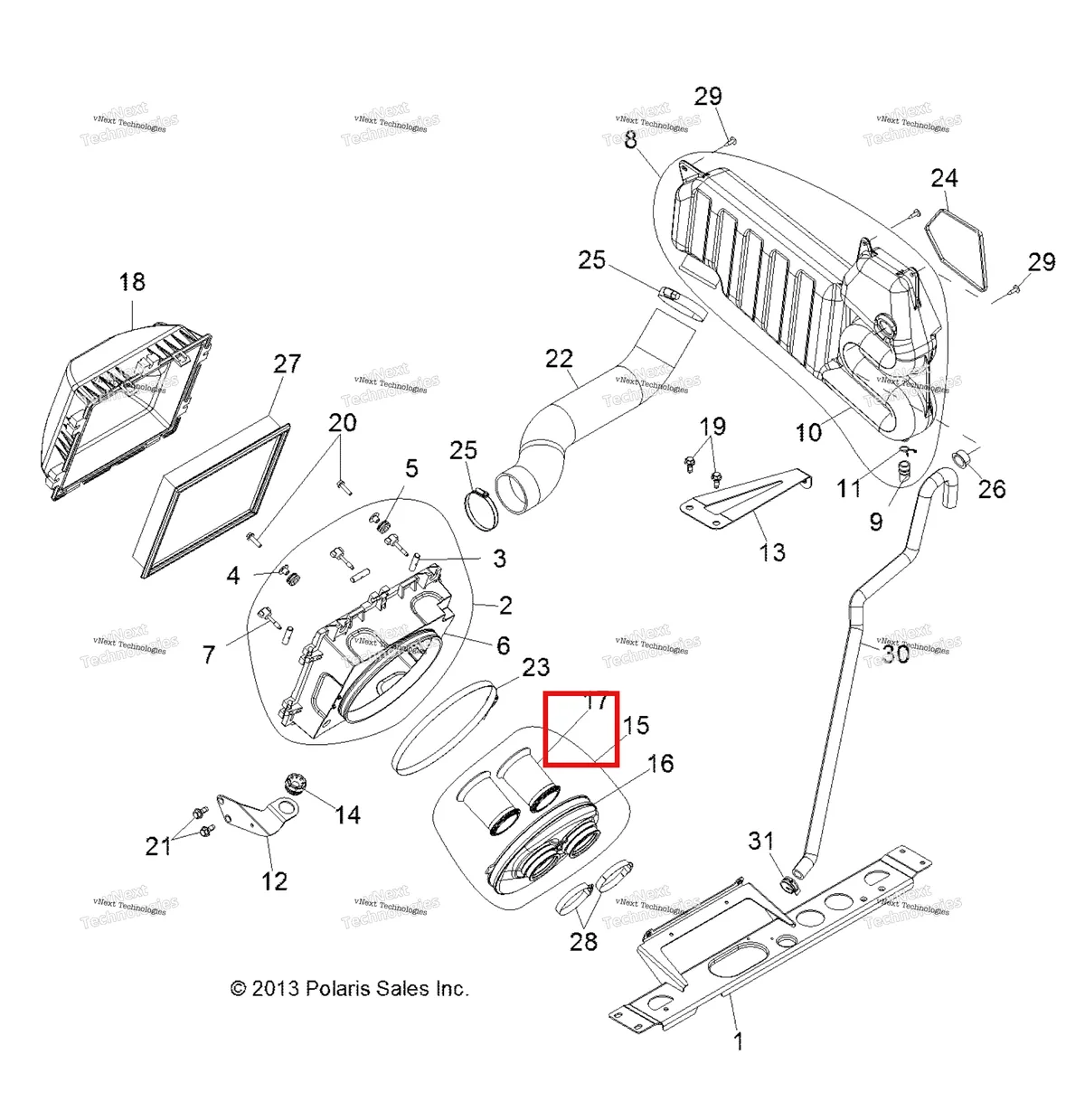 Деталь 7081622 на схеме узла Engine, Air Intake System