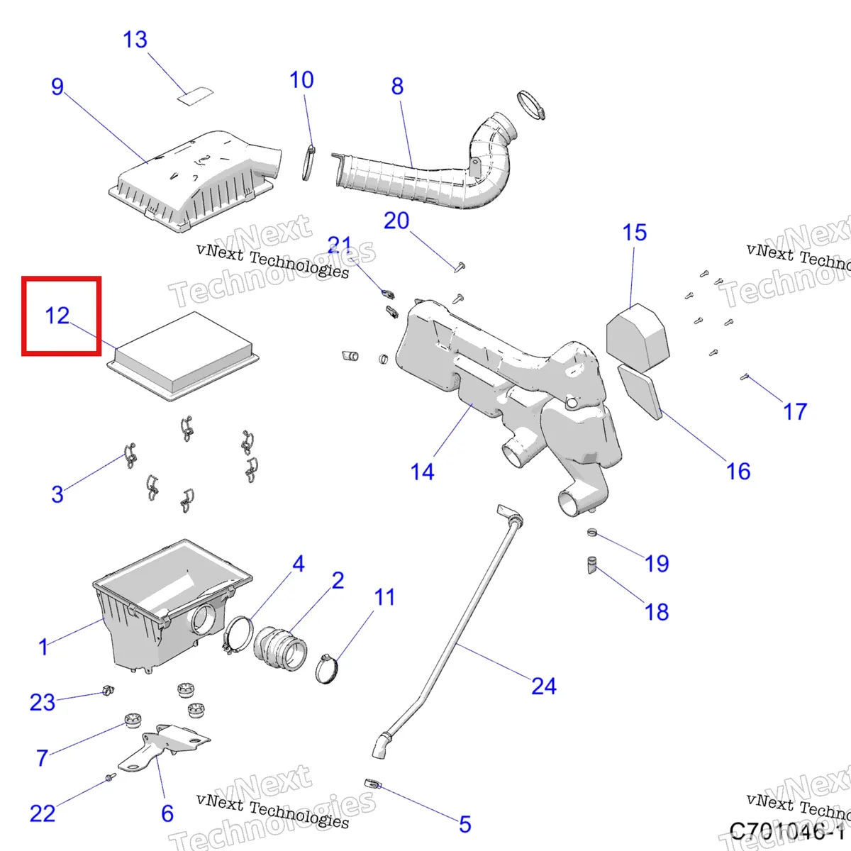 Деталь 7081706 на схеме узла Engine, Air Intake System