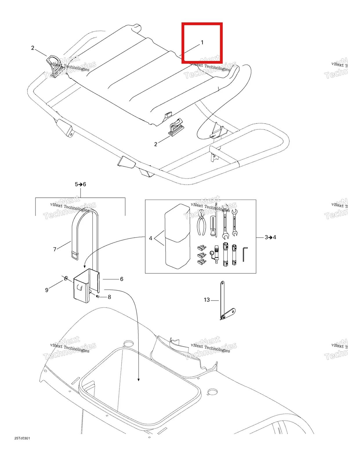 Деталь 708200002 на схеме узла 2003 Can-Am Quest 500 Front Tray
